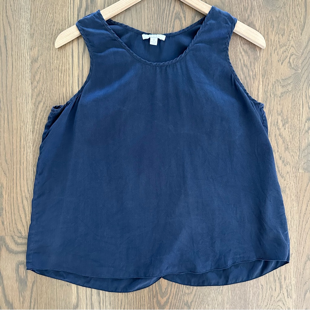 Lunya Silk Tulip Back Tank Top In Navy Blue Size Medium